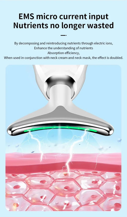 facial Microcurrent, Chin Lifting Face Neck Beauty Device LED Photon Firming Rejuvenation Anti Wrinkle Skin Care Facial Massager