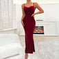 Women's Maxi Dresses All Season Simple Elegant Solid Color Backless Sleeveless Sweetheart Neck Cami Party Dresses