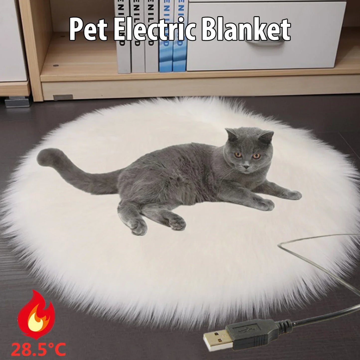 Electric Usb Mat Constant Temperature Pet Bed Blanket Puppy Heater Portable Cat Winter Sleep Roud Cushion Dog Heating Plush Pad