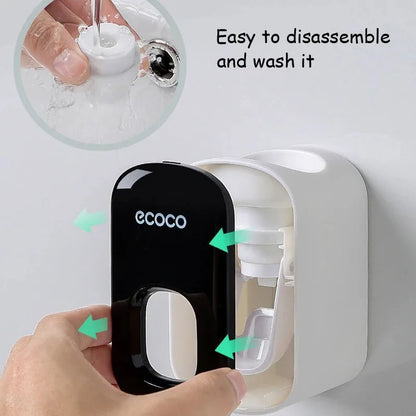 Ecoco Automatic Toothpaste Dispenser No Nail Bathroom Toothpaste Squeezer Punch Free Wall Mounted Bathroom Accessories Fine Gift