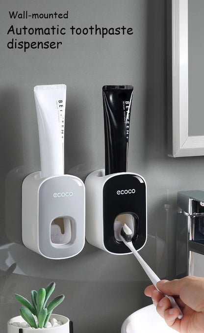 Ecoco Automatic Toothpaste Dispenser No Nail Bathroom Toothpaste Squeezer Punch Free Wall Mounted Bathroom Accessories Fine Gift