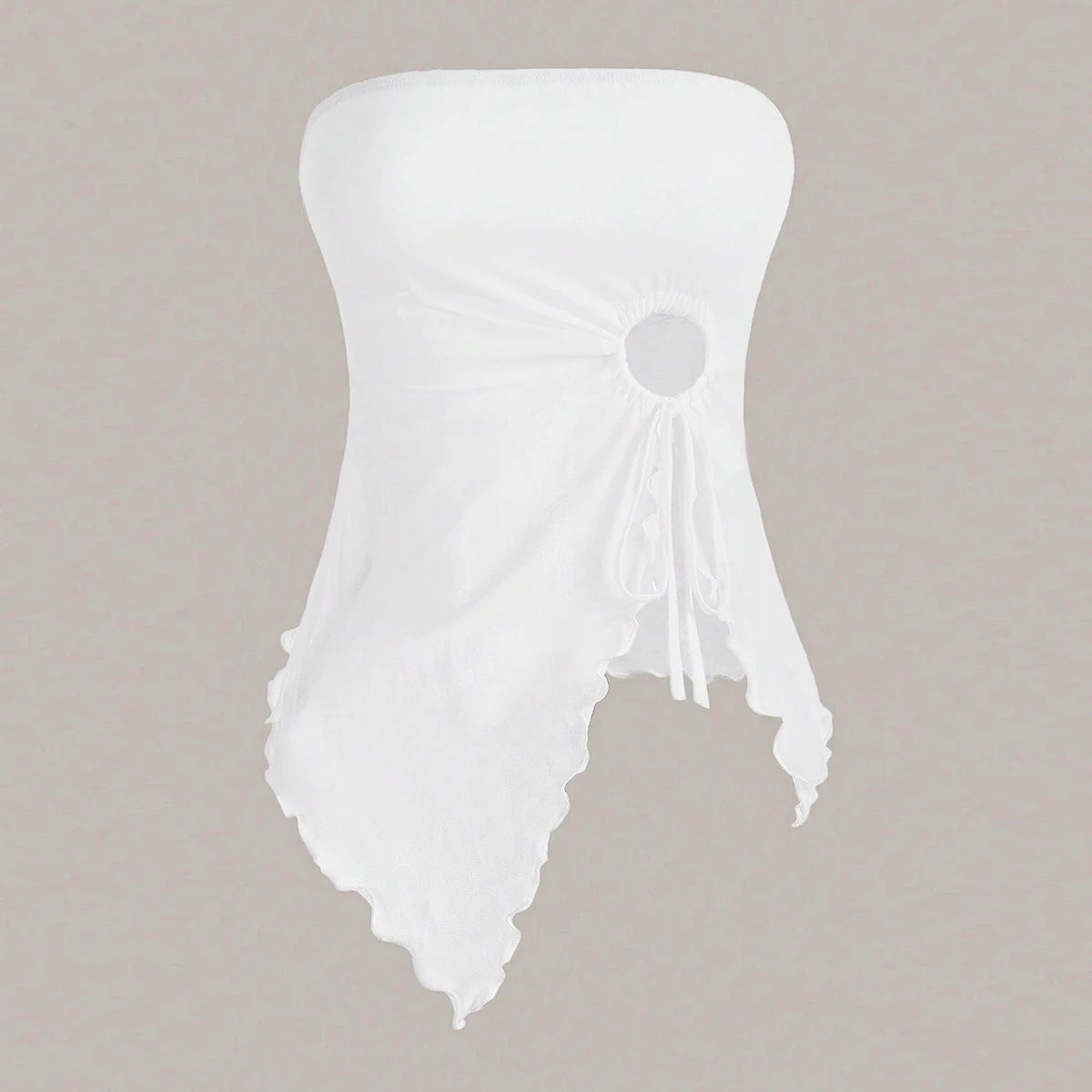 Mia Muse Women's Tanks Summer French Trendy Plain Cut Out Asymmetrical Hem Sleeveless Off Shoulder Tube Tanks New Year Valentine