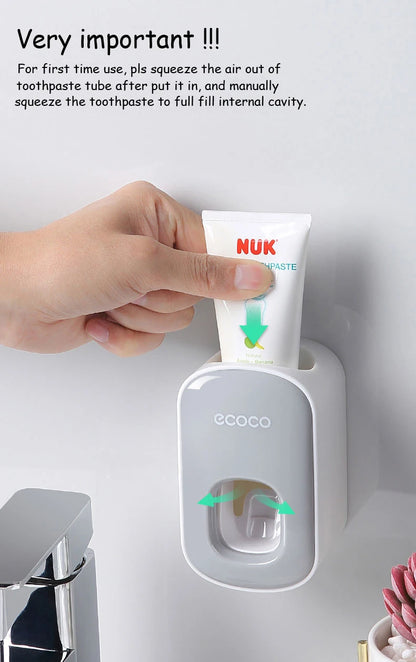 Ecoco Automatic Toothpaste Dispenser No Nail Bathroom Toothpaste Squeezer Punch Free Wall Mounted Bathroom Accessories Fine Gift