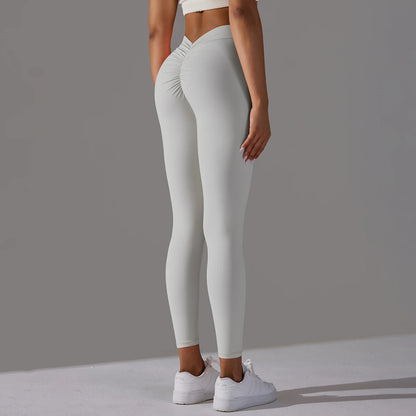 Women Fitness Leggings Workout Gym Running Scrunch Leggings Sexy Back V High Waist Trousers Jogging