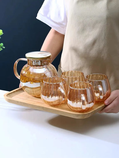 Coffee Teapot, Glass Kettle Pots Teapot Kawaii Color Pumpkin Thermal Water Bottle 1000ml with Cup Moka Pot Home Appliance Kitchen Accessories