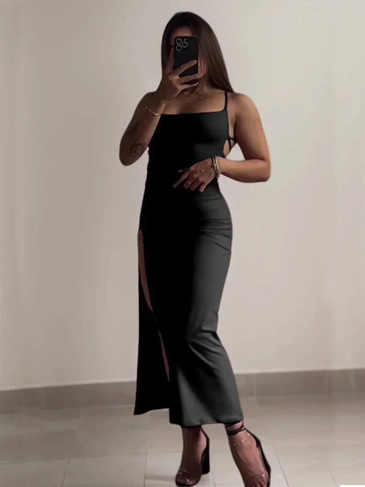 2025 Explosive New Dress Summer High Sensibility Halter Strap Spice Girl Bag Hip Dress Sexy Women's Red Dress Club Black Dress