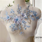 Prom dress lace, Blue Frence Fabric Lace Trimmings Sequins Patches Designs Appliques For Prom Ball Gown Wedding Dress Costumes Diy Party