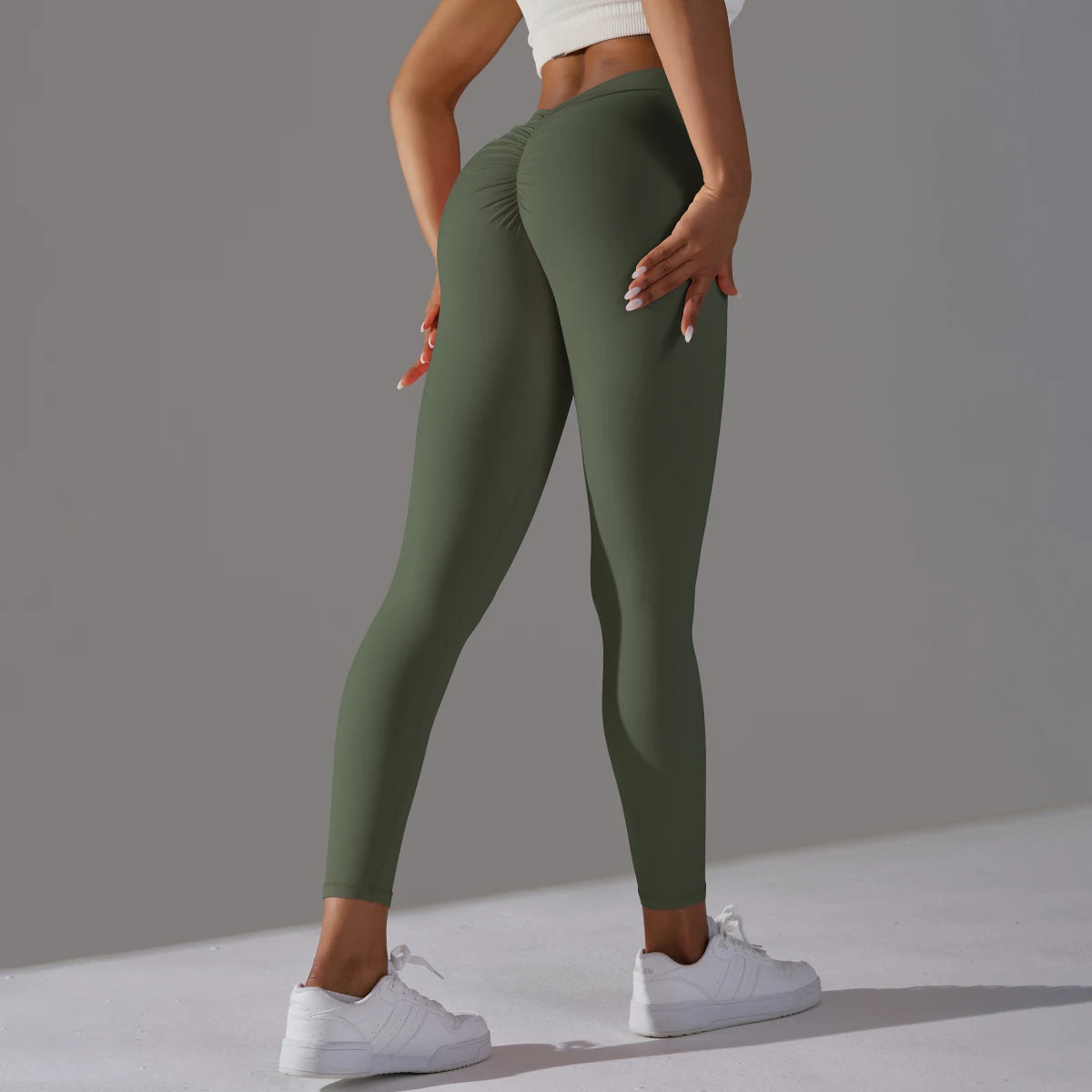 Women Fitness Leggings Workout Gym Running Scrunch Leggings Sexy Back V High Waist Trousers Jogging