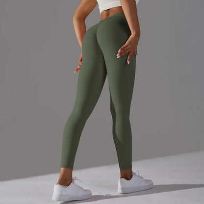 Women Fitness Leggings Workout Gym Running Scrunch Leggings Sexy Back V High Waist Trousers Jogging