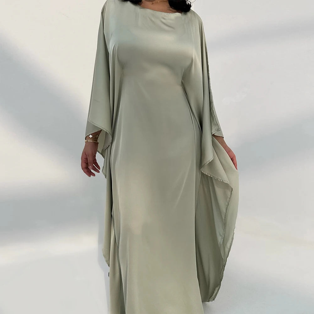 Comfortable Classic Abaya 2024 Islamic Clothing Satin Fabric Batwing Kaftan Women's Dresses Modest Abaya Women Muslim Dress