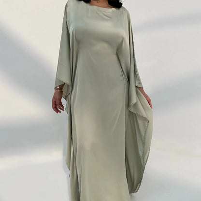 Comfortable Classic Abaya 2024 Islamic Clothing Satin Fabric Batwing Kaftan Women's Dresses Modest Abaya Women Muslim Dress