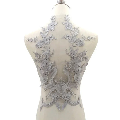 Embroidered Lace Applique Sewing Flower Fabric Collar Patch For Wedding Party Gown Bridal Dress Clothes DIY Crafts