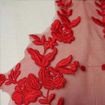 Embroidered Lace Applique Sewing Flower Fabric Collar Patch For Wedding Party Gown Bridal Dress Clothes DIY Crafts