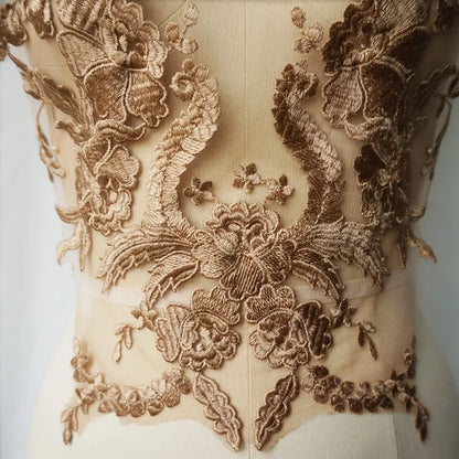 Embroidered Lace Applique Sewing Flower Fabric Collar Patch For Wedding Party Gown Bridal Dress Clothes DIY Crafts