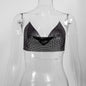 Sexy Summer Sequin Metal Crop Tops Suspenders Halter Backless Night Club Tank Top 2024 New Women Clothing Fashion Y2k Tops