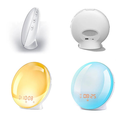 Alarm Clock, Wake Up Alarm Clock Light with Sunrise/Sunset Simulation Dual Alarms FM Radio Nightlight 7 Colors Natural Sounds Snooze