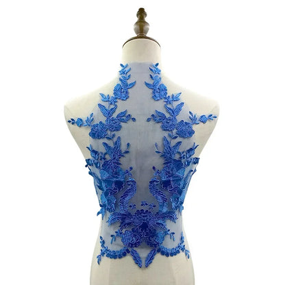 Embroidered Lace Applique Sewing Flower Fabric Collar Patch For Wedding Party Gown Bridal Dress Clothes DIY Crafts