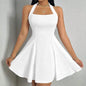 Halter neck, Mia Muse All Seasons Women's Dresses Fashion Halter Square Neck Pleated A-Line Mini Elegant Dress New Year Valentine's Day Gift