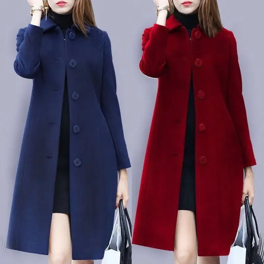 Women's Medium-Length Woolen Overcoat 2024 Autumn