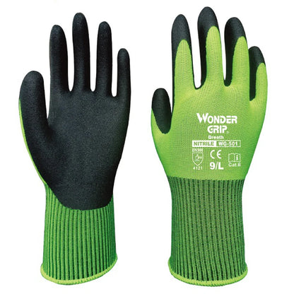 Garden Work Glove Nylon Spandex Fluorescent Green Nitrile Micro Foam Flower Garden Safety Mittens