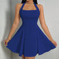 Halter neck, Mia Muse All Seasons Women's Dresses Fashion Halter Square Neck Pleated A-Line Mini Elegant Dress New Year Valentine's Day Gift