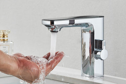 New Gray Smart Daul Sensor Bathroom Basin Faucet Hot Cold Water Mixer Deck Mount  Bathroom Sink Faucet