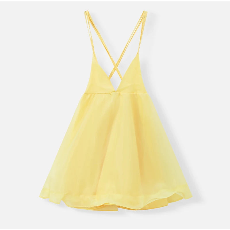 Elegant Chiffon Pleated Off Shoulder Women Sling Dress Fashion Lace Up Backless High Waist A-line Mini Dresses Lady Beach Robes