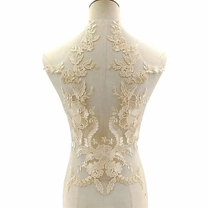 Embroidered Lace Applique Sewing Flower Fabric Collar Patch For Wedding Party Gown Bridal Dress Clothes DIY Crafts
